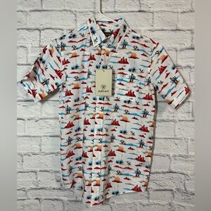 NWT Ariat Boy’s Multicolor Short Sleeve Shirt, s L (14-16)